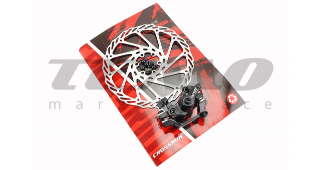 Гальмо Disk-brake переднє (F180/R160мм)+диск 180мм, кріпл. 6 болтів, чорне DSC710 - фото 1