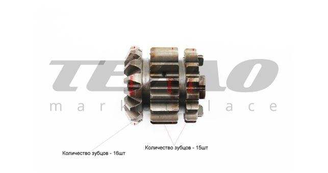 Вал КПП дифференциала Z-16+шестерня 2шт Z-15x16 JR-Q15E, ZS1100 - фото 4