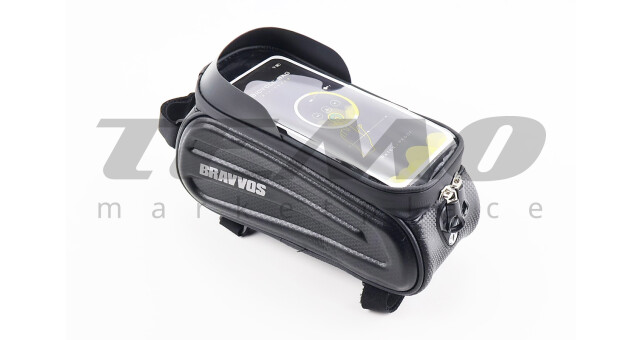 Сумка на раму (жорсткий чохол) з водонепроникним відділенням для смартфона 230х100х110мм, сонцезахисний козирок, кріпл. на липучці, вологозахисна - фото 1