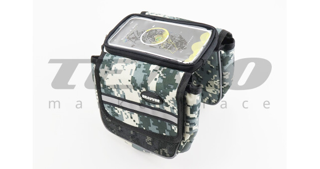 Сумка-штани на раму з тримачем телефону 170х90мм, бічні відділення, кріпл. на липучці, вологозахисна, піксель - фото 1