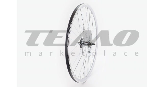 Колесо 28&quot; заднє, обід &quot;крапля&quot; алюмінієвий, втулка ХВЗ VELOSTEEL (Чехія) 14Gх36H, крепл. гайка, сіре - фото 2