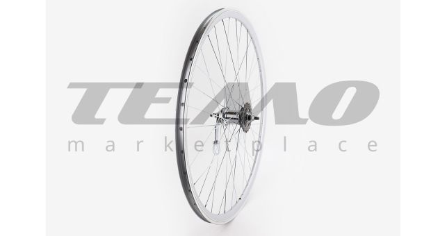 Колесо 28&quot; заднє, обід &quot;крапля&quot; алюмінієвий, втулка ХВЗ VELOSTEEL (Чехія) 14Gх36H, крепл. гайка, сіре - фото 1