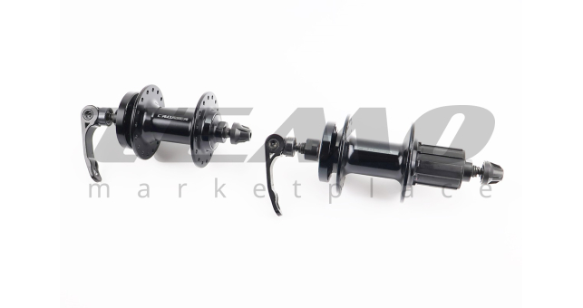 Втулки задняя+передняя MTB алюминиевая 14Gx32H под кассету 8зв, Disk-brake, 2 пром-подшипники 6000 2RS, крепл. эксцентрик, чёрная - фото 1