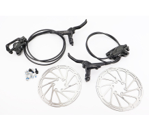 Тормоз Disk-brake передний (F160/R140мм)+задний (F180/R160мм) в сборе, диски 160мм, крепл. 6 болтов, чёрный