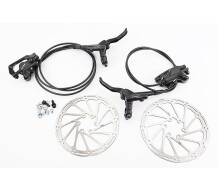 Тормоз Disk-brake передний (F160/R140мм)+задний (F180/R160мм) в сборе, диски 160мм, крепл. 6 болтов, чёрный
