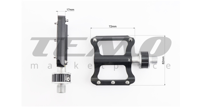 Педали MTB 9/16&quot; (82x72x17mm) алюминиевые быстросъёмные, пром-подшипник (6*13*5), чёрные K-349F - фото 2
