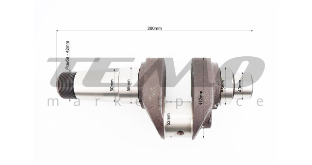 Колінвал R195NM М14x1.5 d-52 мм h-112 мм - фото 3