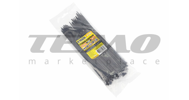 Хомут-стяжка пластикова 3,6x250мм к-кт 100шт, чорний 20-1849 - фото 1