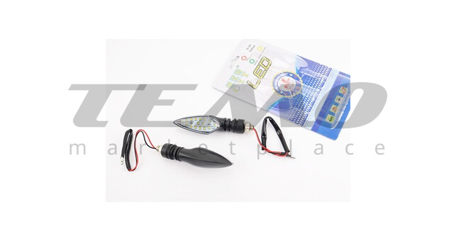 Поворот діодний RACING чорний малий, 2шт, тип 1 - фото 1