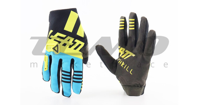 Перчатки мотоциклетные XL-Чёрно-Салатово-Синие - фото 1