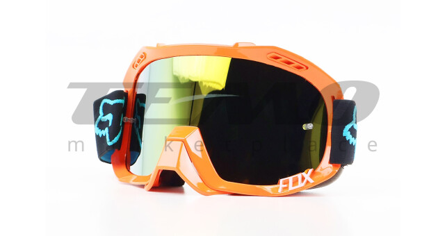 Очки кроссовые/эндуро/АТV, оранжевые (зеркальное желтое стекло) - фото 1