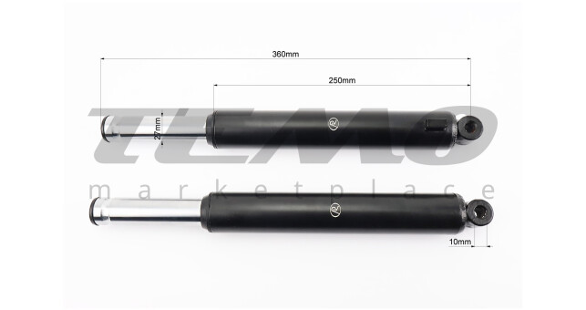 Амортизатор передний (перья), к-кт 2шт Honda DIO, 360мм (под бараб. торм.) черный - фото 2