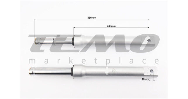 Амортизатор передний (перья), к-кт 2шт Honda DIO, 380мм (под бараб. торм.) качественные, СЕРЫЙ - фото 2