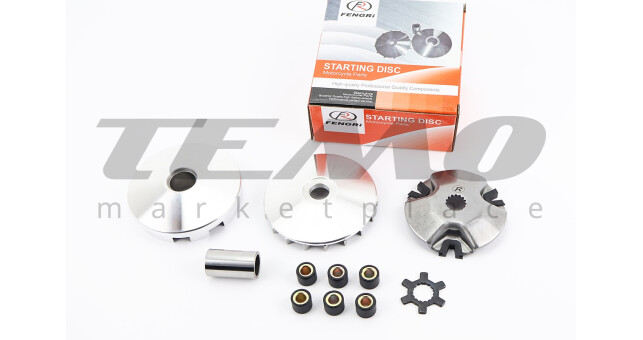 Варіатор передній к-кт Yamaha JOG 90 (під вал 16мм) + втулка, крильчатка, хрест - фото 1