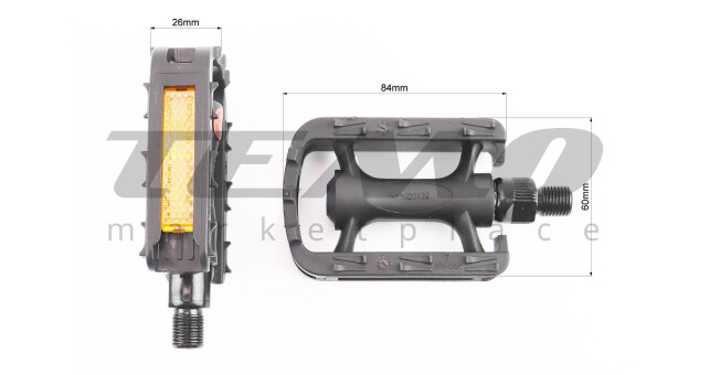 Педалі CHILD 1/2" (95x61x21 мм) пластикові, чорні NW-85A - фото 2