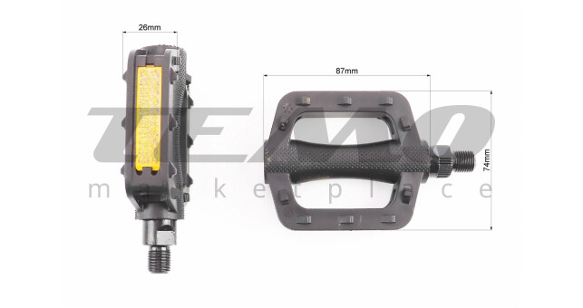 Педали CHILD 1/2" (100x74x26 мм) пластиковые, чёрные NW-477 - фото 2