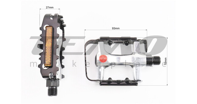 Педалі MTB 9/16" (102x62x24 мм) алюмінієві, сріблясто-чорні NWL-91K - фото 2