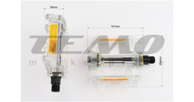 Педали MTB широкие 9/16" (113x103x26.5 мм) поликарбонатные, прозрачные HC- JD287 - фото 2
