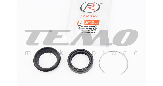 Loncin LX250GY-3 Сальник передніх амортизаторів 41x54x11 + сальник-пильник 41x54x13 + скоба, к-кт - фото 1