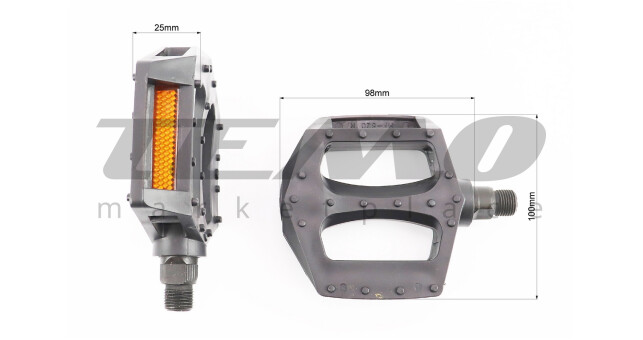 Педали BMX 9/16" (110x100x26 мм) пластиковые, чёрные HF-820 - фото 2