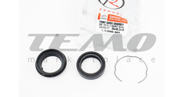 Loncin LX300-6H 300DS Сальник передніх амортизаторів 35x48x11 + сальник-пильник 35x48,2x15 + скоба, к-кт - фото 1