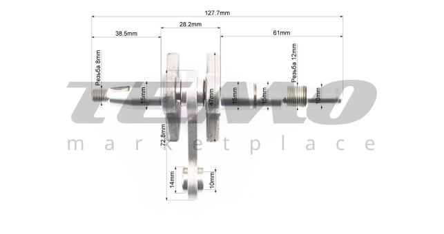 Колінвал, палець 10 мм MS-180 + підшипник - фото 2