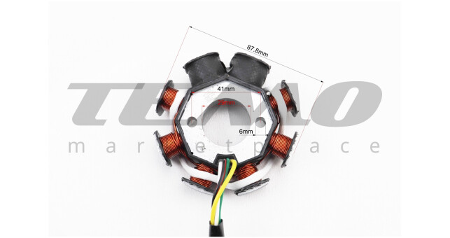 Статор магнето (генератора) (8 котушок роз'єм "мама 3 + 2") висота 28мм - фото 3