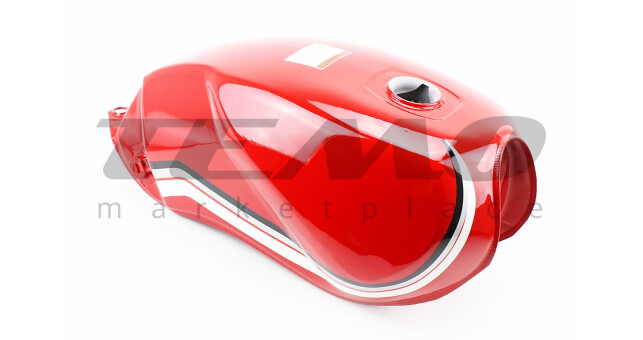 Бак топливный КРАСНЫЙ (под прямоугольную крышку бака, под кран топл. на болты) - фото 1