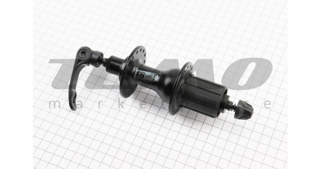 Втулка задняя ROAD алюминиевая 14Gx32H под кассету 8-11зв, V-brake, 2 пром-подшипники 6200 2RS, крепл. эксцентрик, чёрная FB-A285В - фото 1