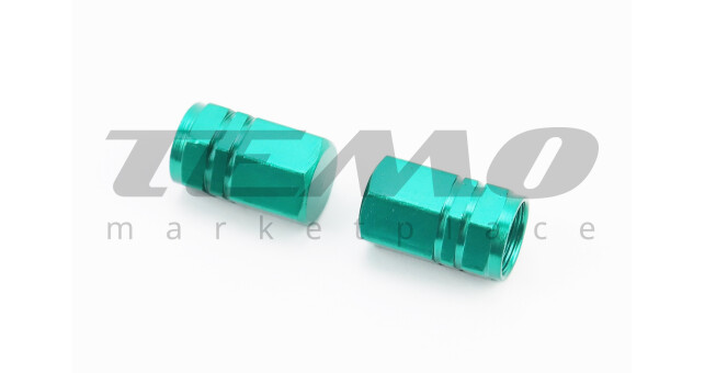 Колпачок ниппеля "ШЕСТИГРАННИК", алюминиевый, зелёный 2шт - фото 1