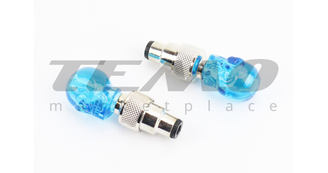 Колпачок ниппеля "череп" 1 диод (синий) к-кт, JY-503Z - фото 1