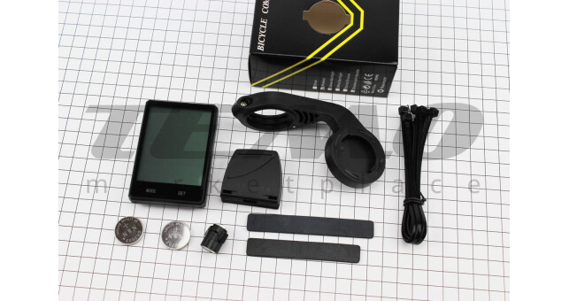 Велокомп'ютер 19-функцій, бездротовий, 2.8" дисплей з сенсорними кнопками управління, вологозахисний, чорний (без батарейок) - фото 1