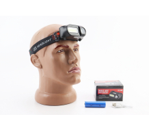 Фонарь налобный 1+12 диодов 180 lumen, Li-ion 3.7V 6800mAh зарядка от USB, влагозащитный, чёрный KX-1804