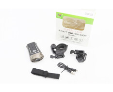 Ліхтар передній 1 діод 300 lumen, Li-ion 3.7V 1200mAh зарядка від USB, вологозахисний, чорно-сірий HJ-049