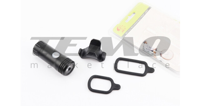 Ліхтар передній 1 діод 150 lumen алюмінієвий, Li-ion 3.7V 600mAh зарядка від USB, вологозахисний, чорний JY-7012F-C - фото 1