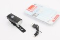 Ліхтар передній 1 діод 300 lumen алюмінієвий, Li-ion 3.7V 800mAh зарядка від USB, вологозахисний, чорний RPL-2255 - фото 1