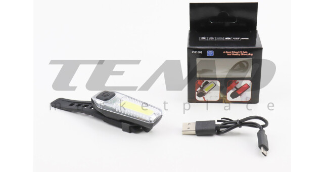 Ліхтар передній 12 діодів 120 lumen, Li-ion 3.7V 300mAh зарядка від USB, вологозахисний, ZH1608 - фото 1