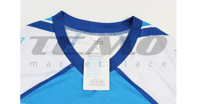 Футболка (Джерси) мужская M-(Polyester 100%), короткие рукава, свободный крой, бело-синяя, не оригинал - фото 3