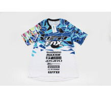 Футболка (Джерсі) чоловіча L-(Polyester 80%/Spandex 20%), короткі рукави, вільний крій, біло-синьо-чорна, не оригінал