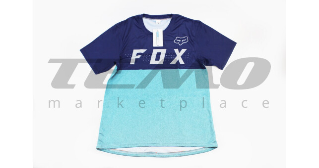 Футболка (Джерси) мужская L-(Polyester 80%/Spandex 20%), короткие рукава, свободный крой, сине-бирюзовая, не оригинал - фото 1