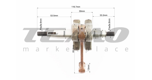 Коленвал 1E40F шатун - желтый - фото 2
