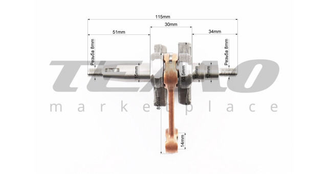 Колінвал 1E44F шатун - жовтий - фото 2