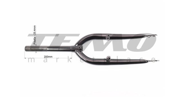 Вилка 20" с резьбой 1" (25,4 мм), шток 200 мм, V-brake, чёрная (возможны царапины, дефекты покраски) - фото 3