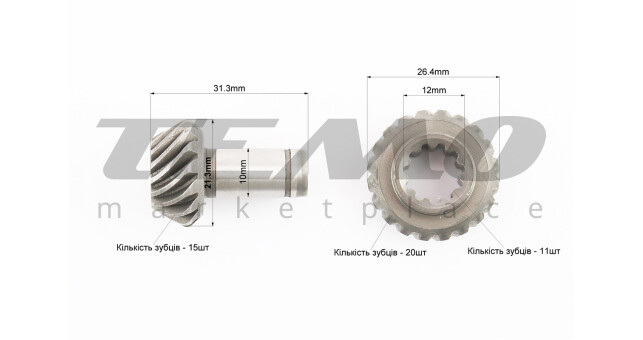 Шестерні редуктора нижнього під вал 9Т к-кт 2шт - фото 3