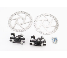Гальмо Disk-brake переднє (F160/R140 мм)+задне (F180/R160 мм), диски 160 мм, кріпл. 6 болтів, чорні DX-2018
